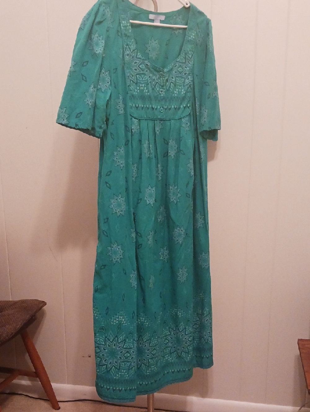 Teal Embroidered Maxi Dress, 1X